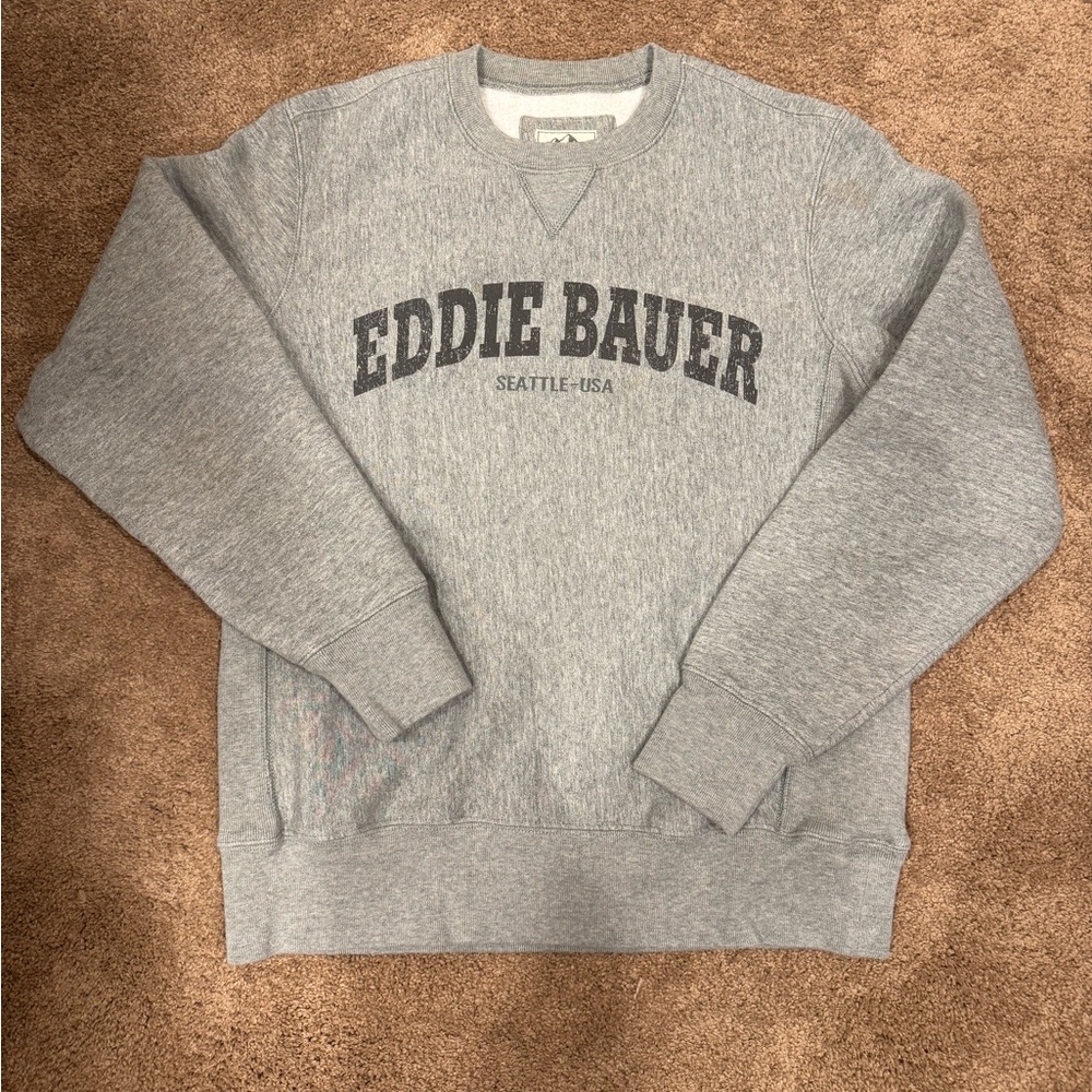 Eddie Bauer Mens Crewneck Sweatshirt Pullover Grey Size Medium